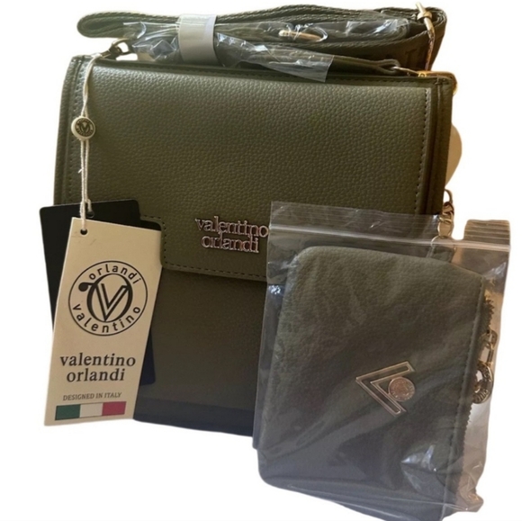 Valentino Orlandi Crossbody Bag Camo Green W/card Holder Wallet - Picture 8 of 8